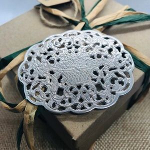Vintage TESTED To Be Silver Large Floral Basket Design Brooch